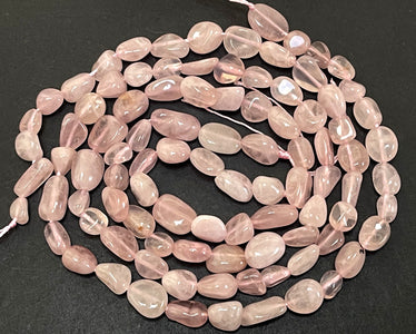 Madagascar Rose Quartz 6-9mm nuggets natural gemstone beads 15.5" strand - Oz Beads 