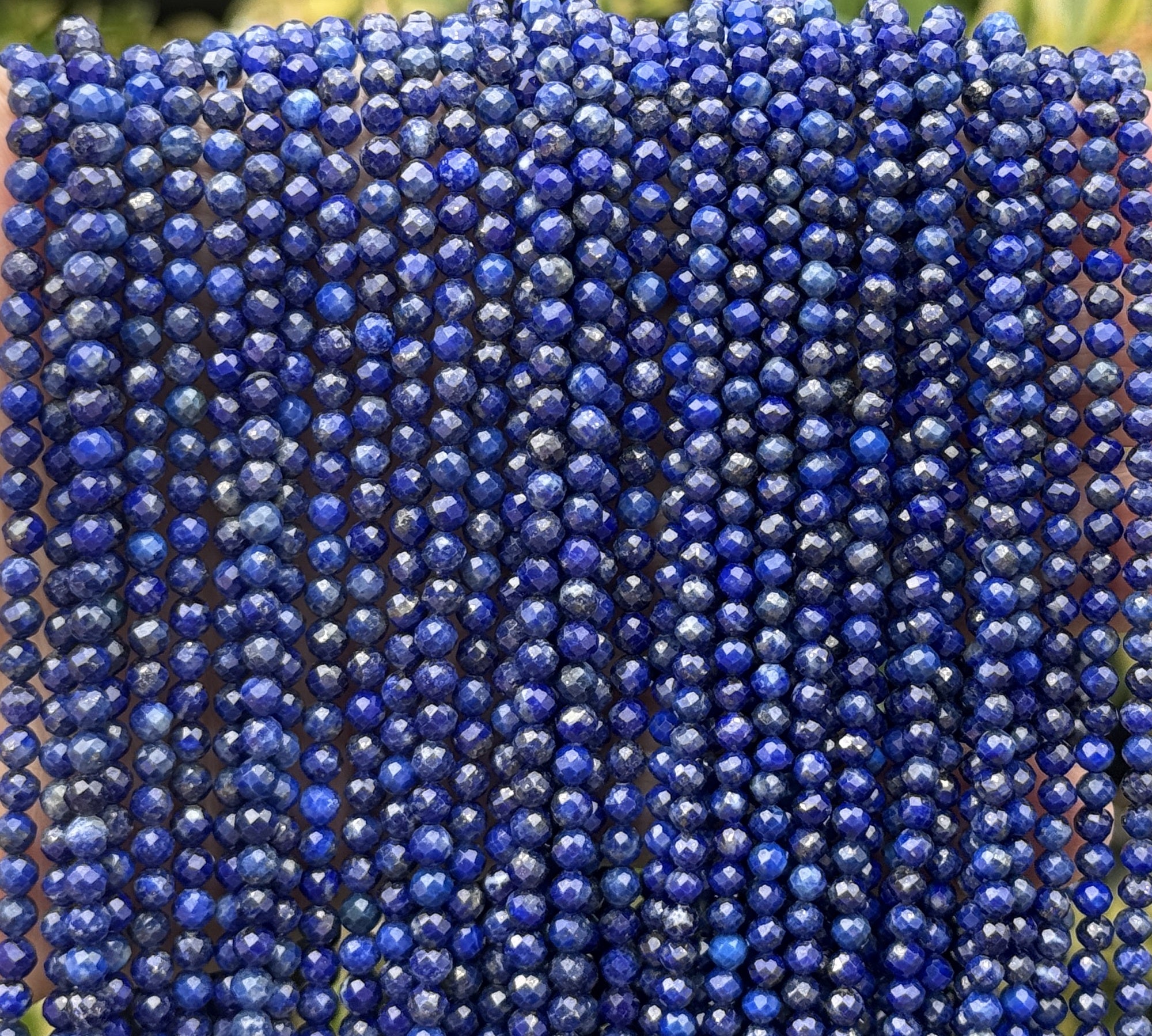 Lapis Lazuli 3mm 4mm faceted round natural gemstone beads 15.5" strand