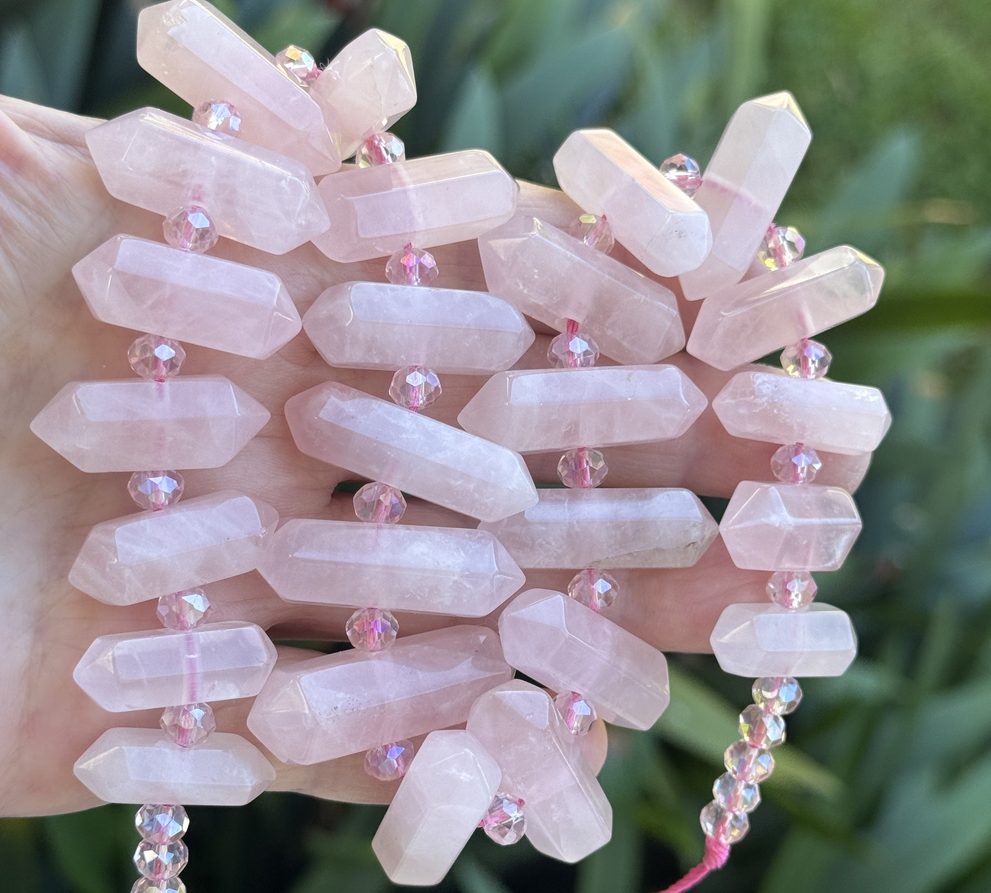 Rose Quartz Points 25 double terminated natural gemstone beads