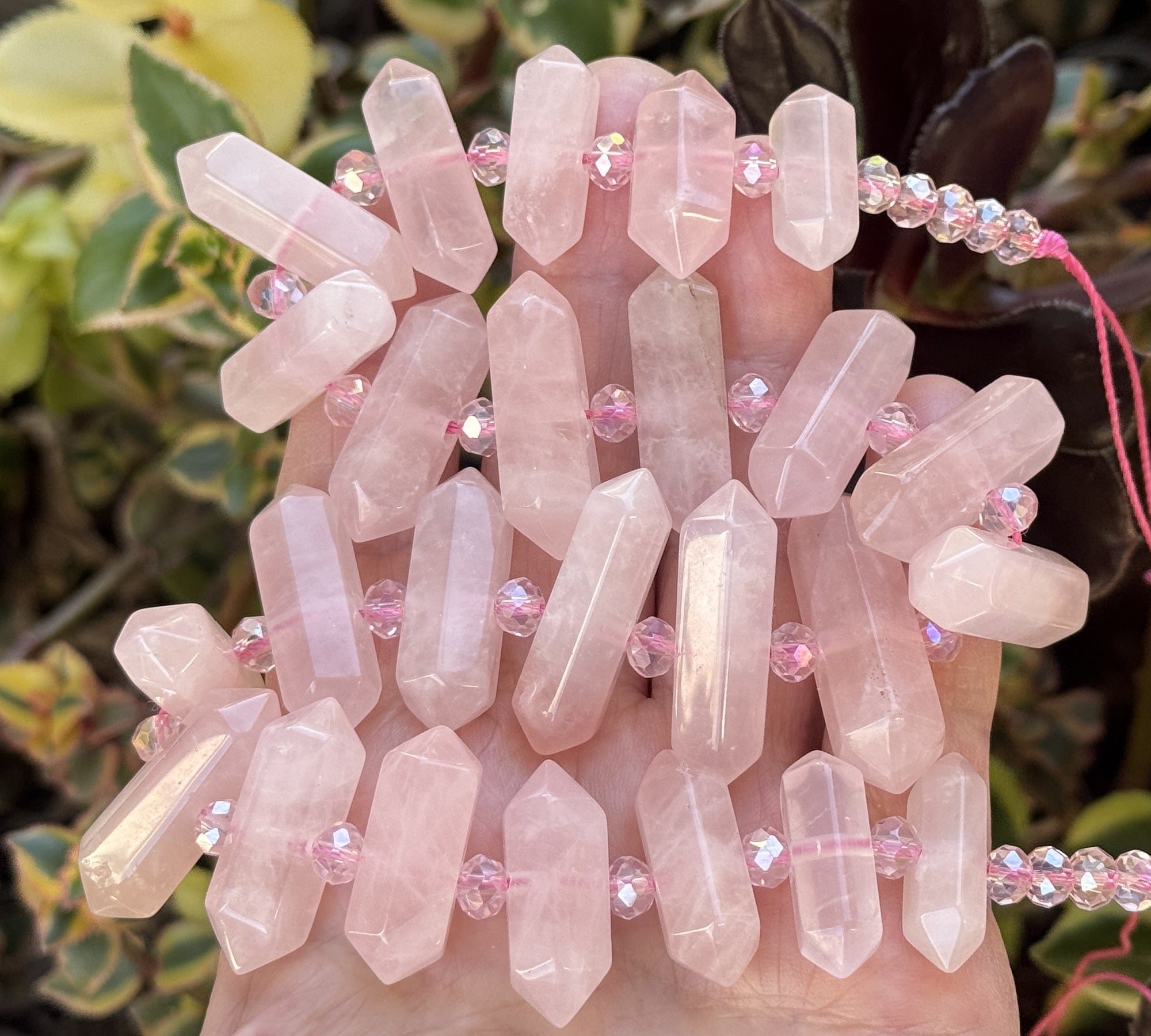 Rose Quartz Points 25 double terminated natural gemstone beads