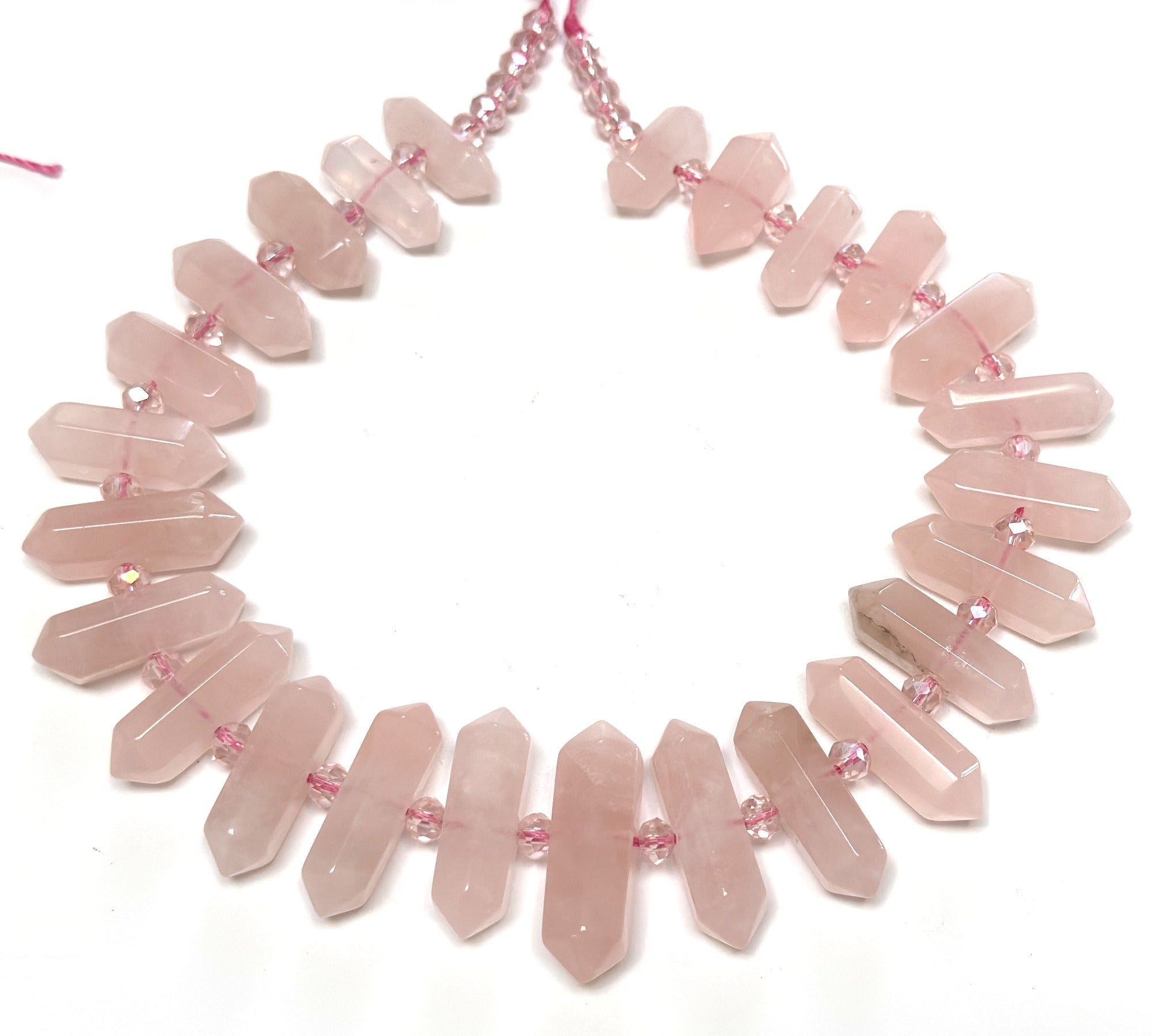 Rose Quartz Points 25 double terminated natural gemstone beads