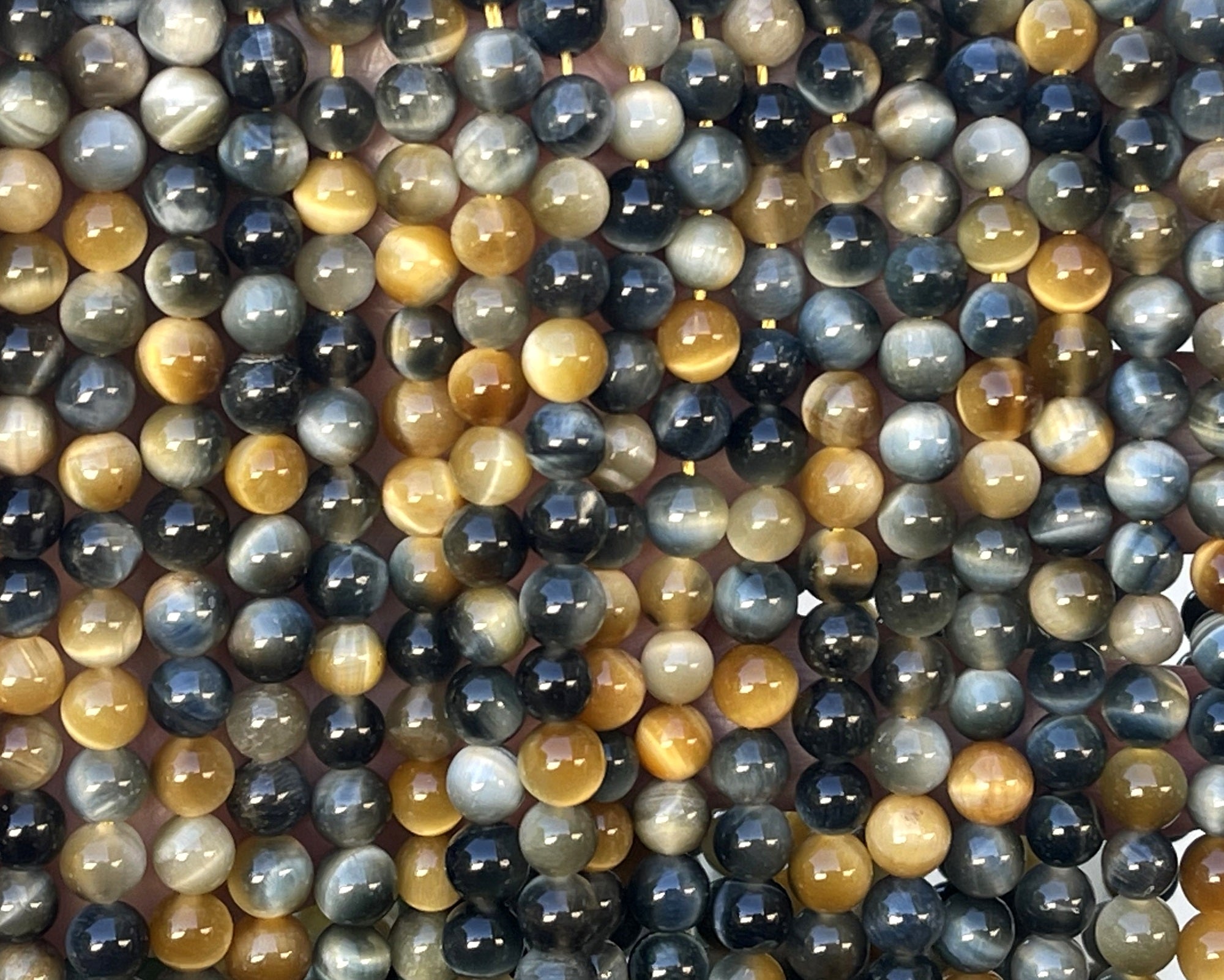 Golden Blue Tiger Eye 6mm round gemstone beads 15.5" strand
