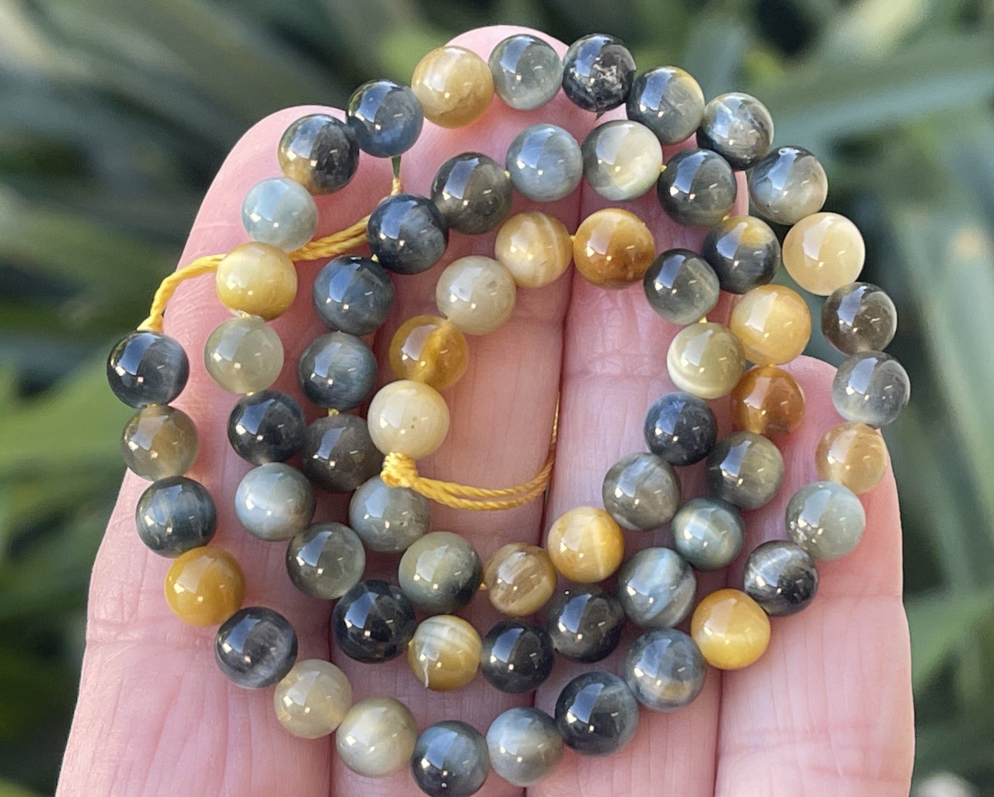 Golden Blue Tiger Eye 6mm round gemstone beads 15.5" strand