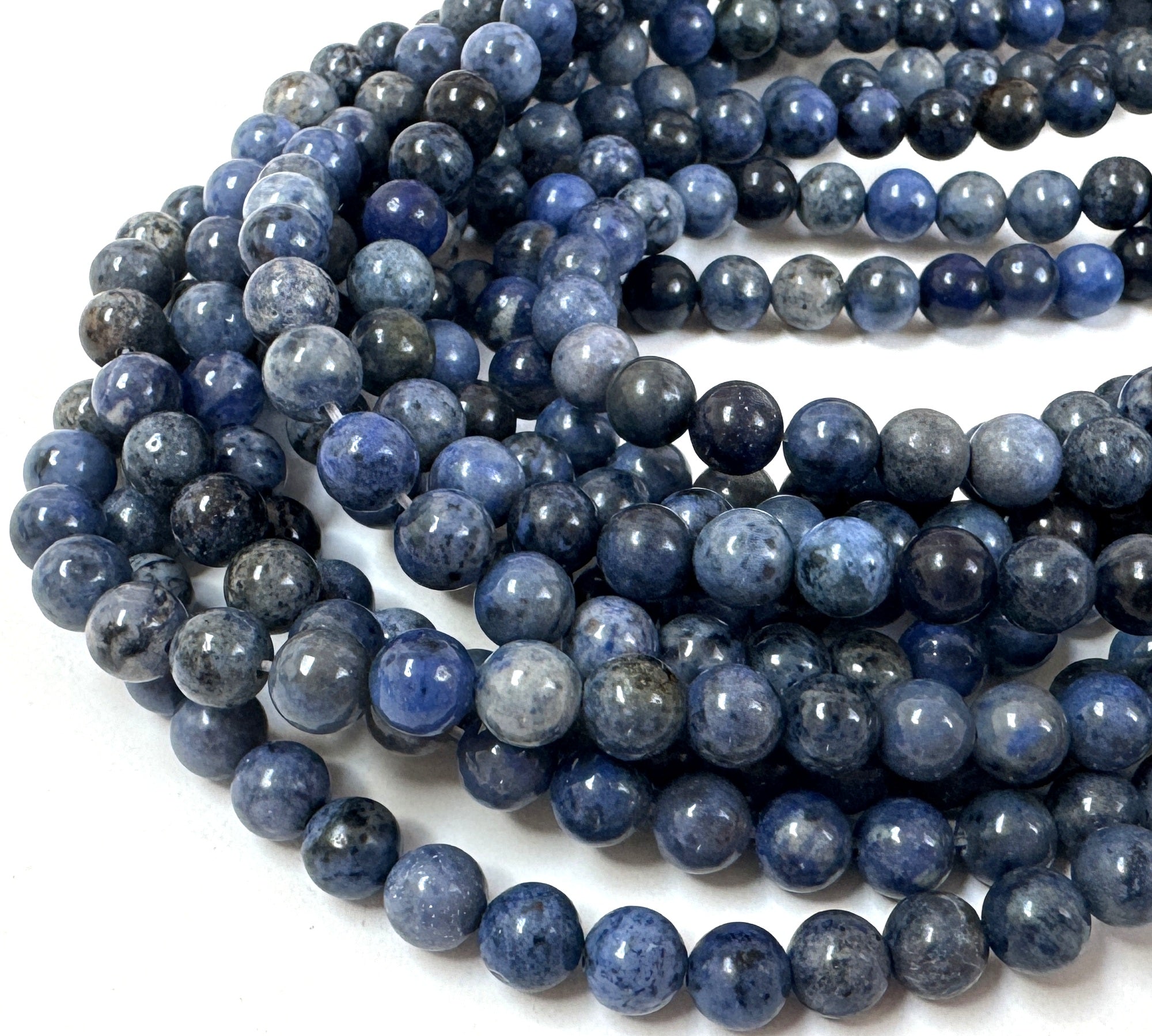 Dumortierite 6mm round natural gemstone beads 39cm strand