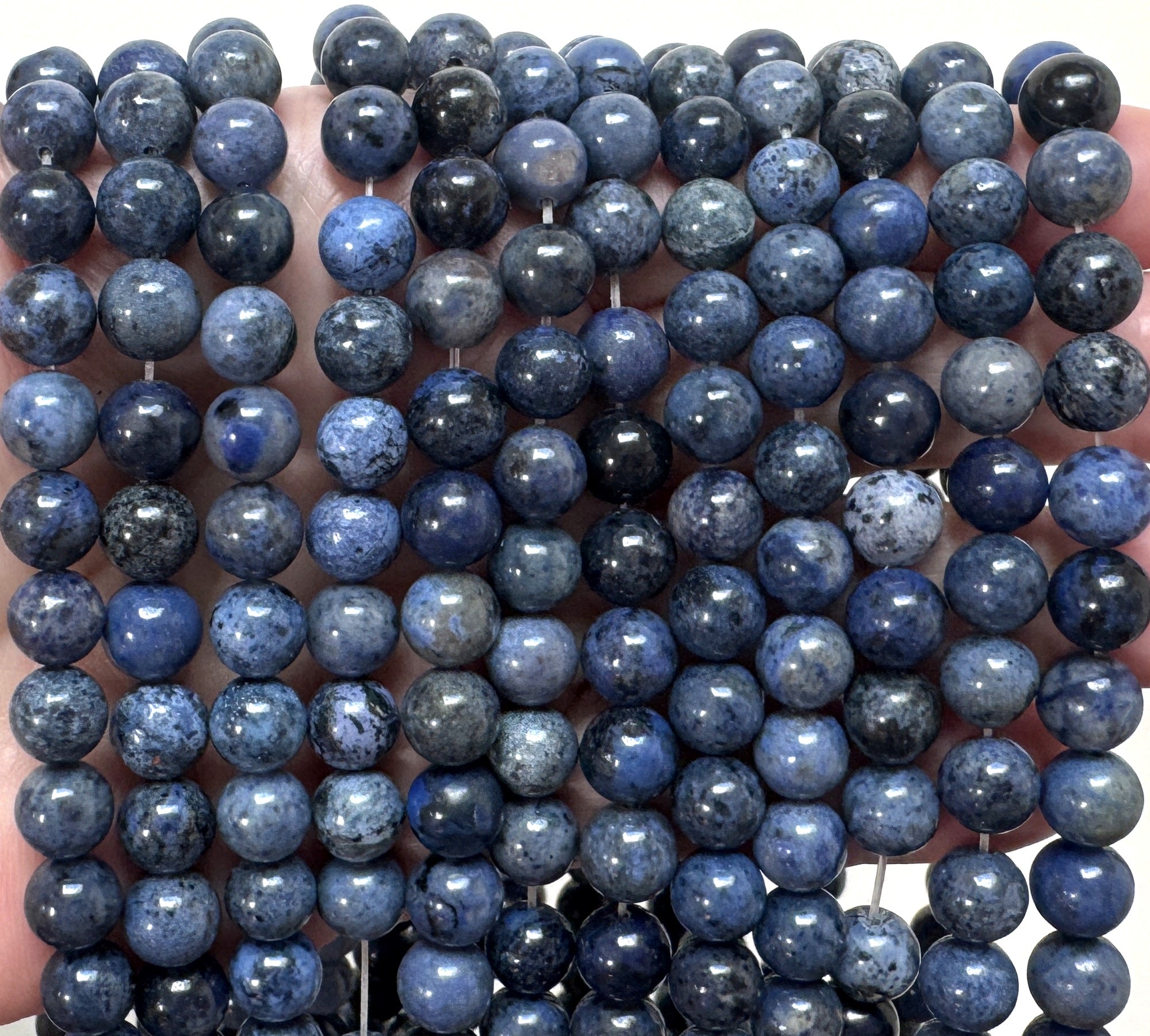 Dumortierite 8mm round natural gemstone beads 38cm strand