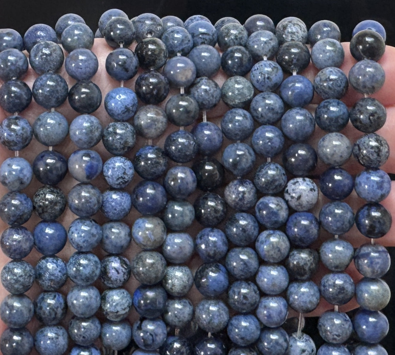 Dumortierite 6mm round natural gemstone beads 39cm strand