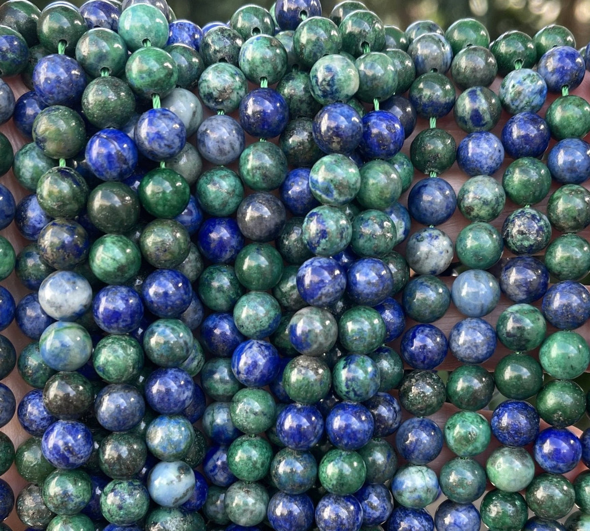 Chrysocolla Lapis Lazuli 8mm round polished beads 15.5" strand - Oz Beads 
