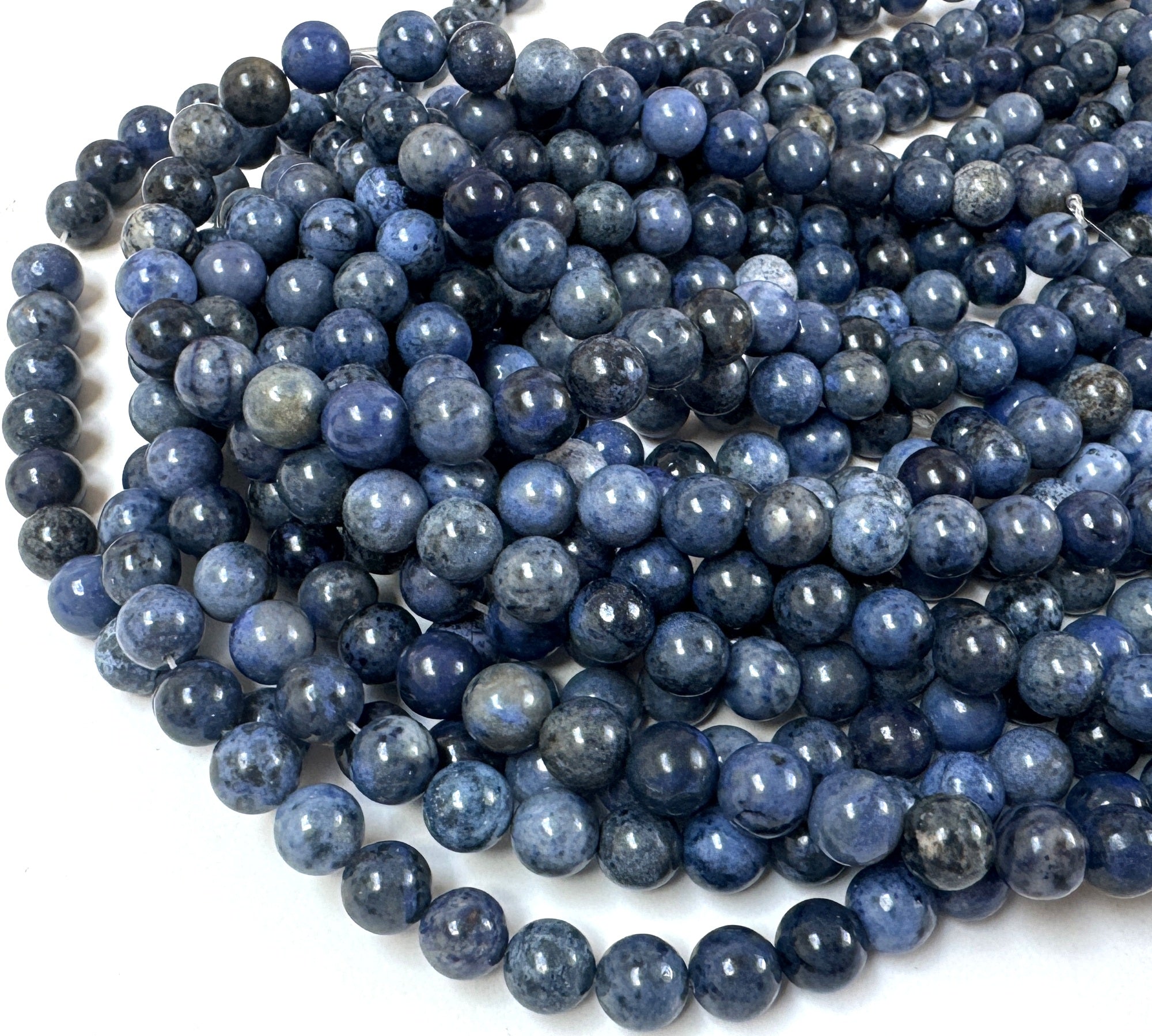 Dumortierite 8mm round natural gemstone beads 38cm strand