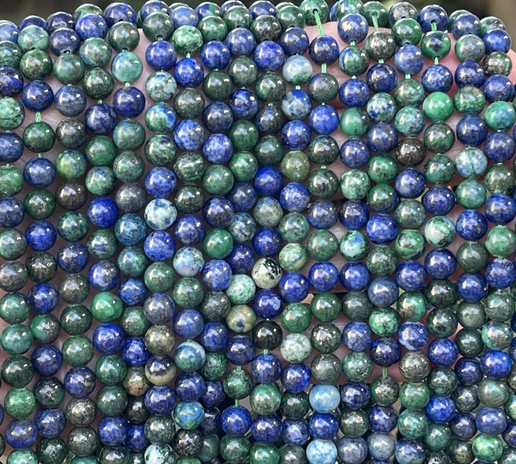 Chrysocolla Lapis Lazuli 6mm round polished beads 15.5" strand - Oz Beads 