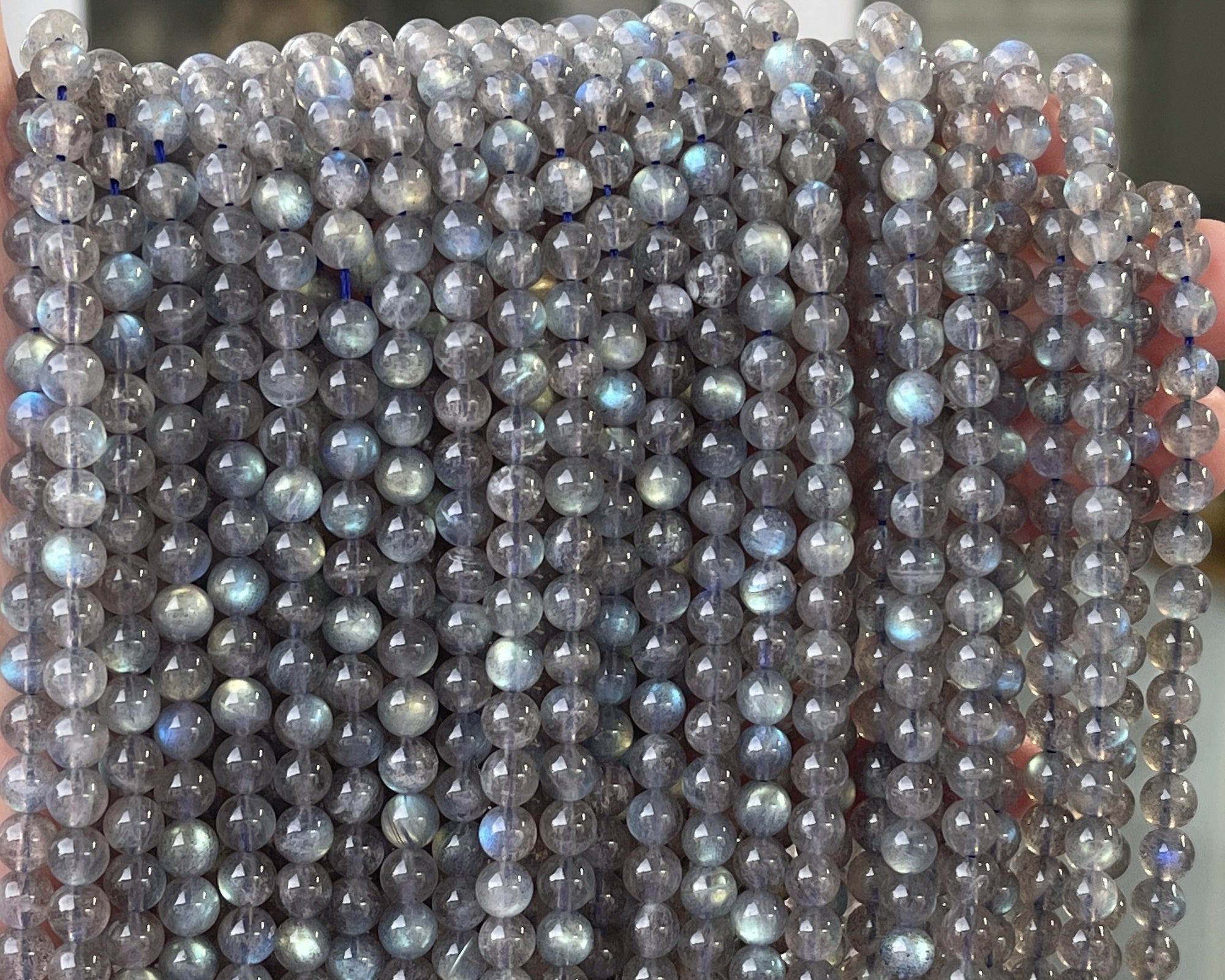 Madagascar Labradorite 6mm round rare flashy natural gemstone beads 15.5" strand