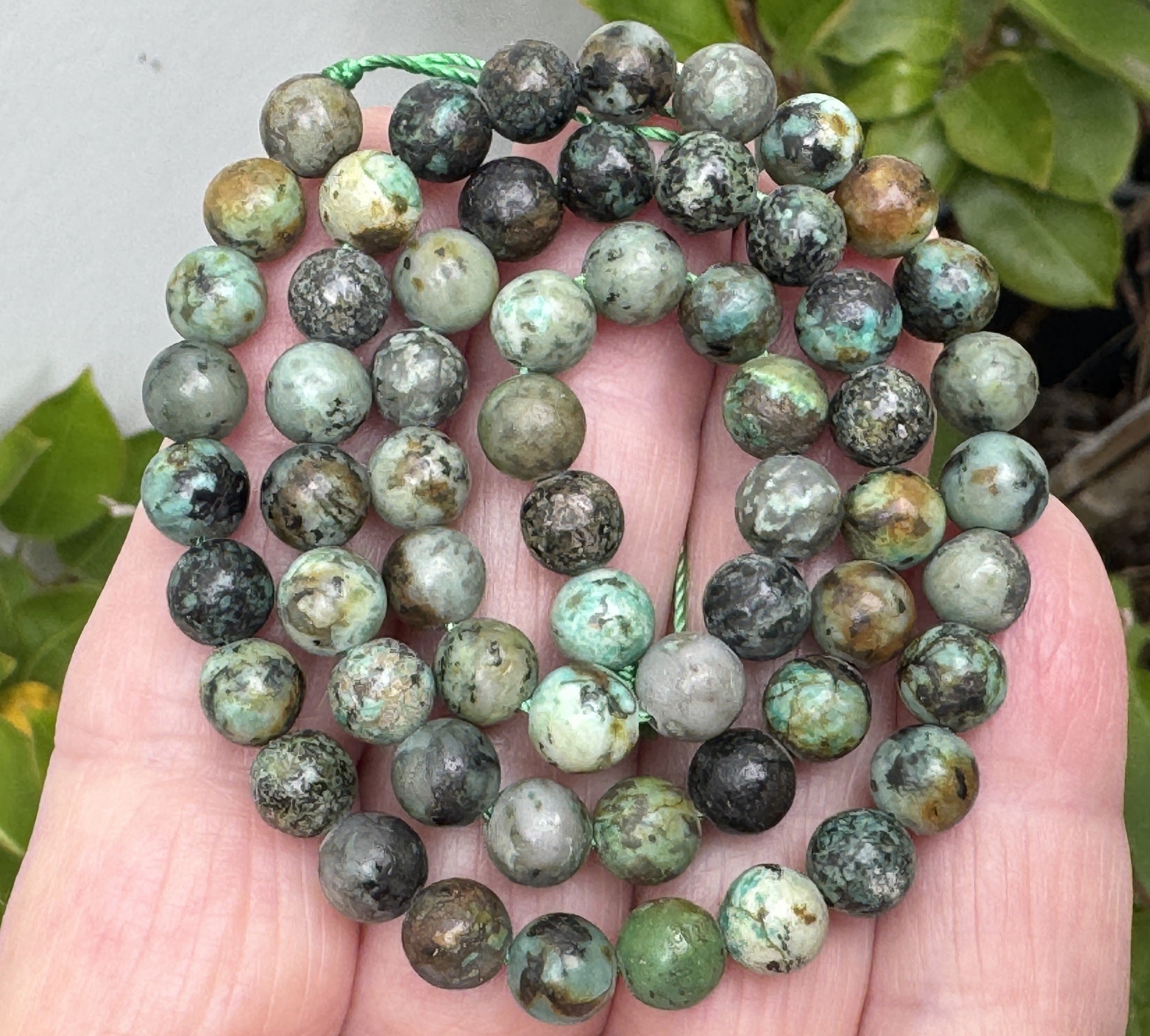 African Turquoise 6mm round natural gemstone beads 16" strand - Oz Beads 