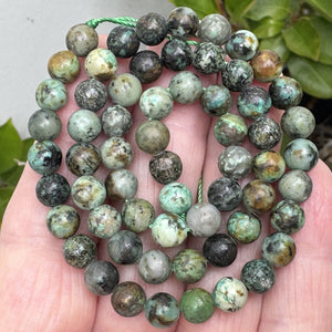 African Turquoise 6mm round natural gemstone beads 16" strand - Oz Beads 