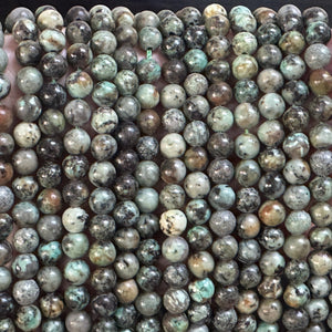 African Turquoise 6mm round natural gemstone beads 16" strand - Oz Beads 