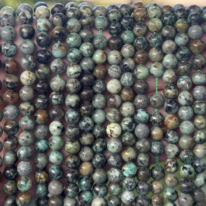 African Turquoise 6mm round natural gemstone beads 16" strand - Oz Beads 