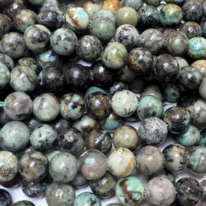 African Turquoise 6mm round natural gemstone beads 16" strand - Oz Beads 