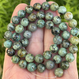 African Turquoise 8mm round natural gemstone beads 16" strand - Oz Beads 