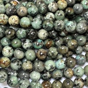 African Turquoise 8mm round natural gemstone beads 16" strand - Oz Beads 