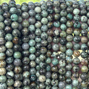 African Turquoise 8mm round natural gemstone beads 16" strand - Oz Beads 