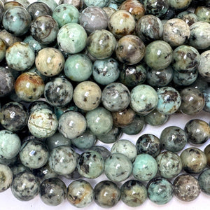 African Turquoise 8mm round natural gemstone beads 16" strand - Oz Beads 