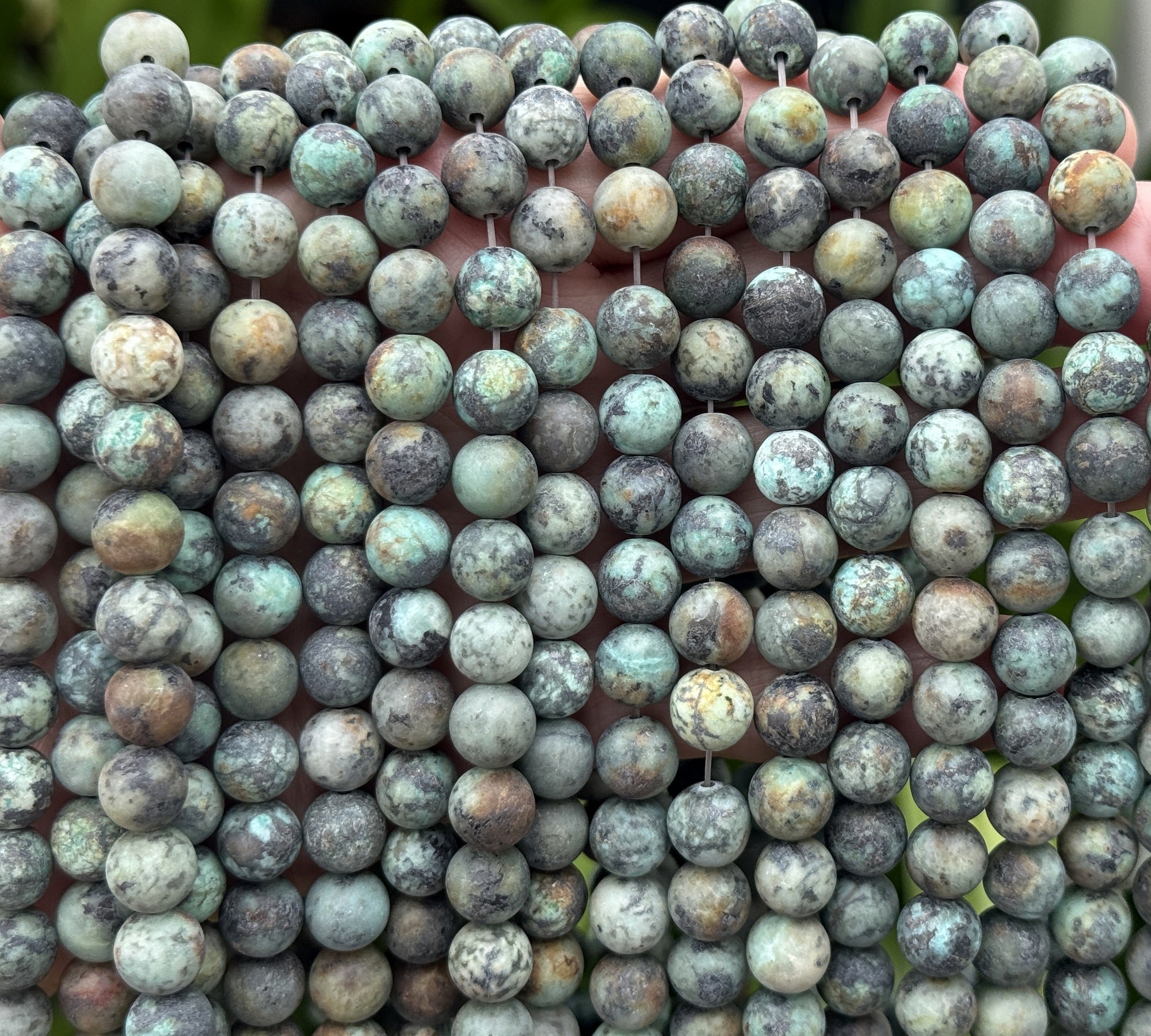 African Turquoise Matte 8mm round gemstone beads 38cm strand - Oz Beads 