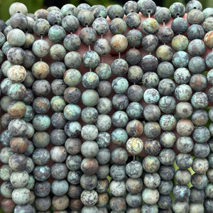 African Turquoise Matte 8mm round gemstone beads 38cm strand - Oz Beads 