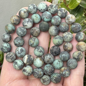 African Turquoise Matte 8mm round gemstone beads 38cm strand - Oz Beads 