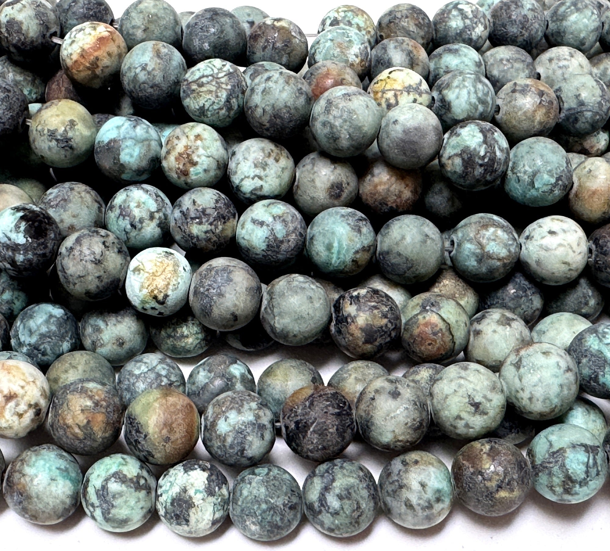 African Turquoise Matte 8mm round gemstone beads 38cm strand - Oz Beads 