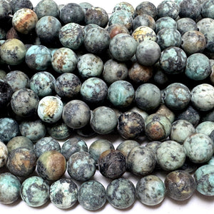African Turquoise Matte 8mm round gemstone beads 38cm strand - Oz Beads 