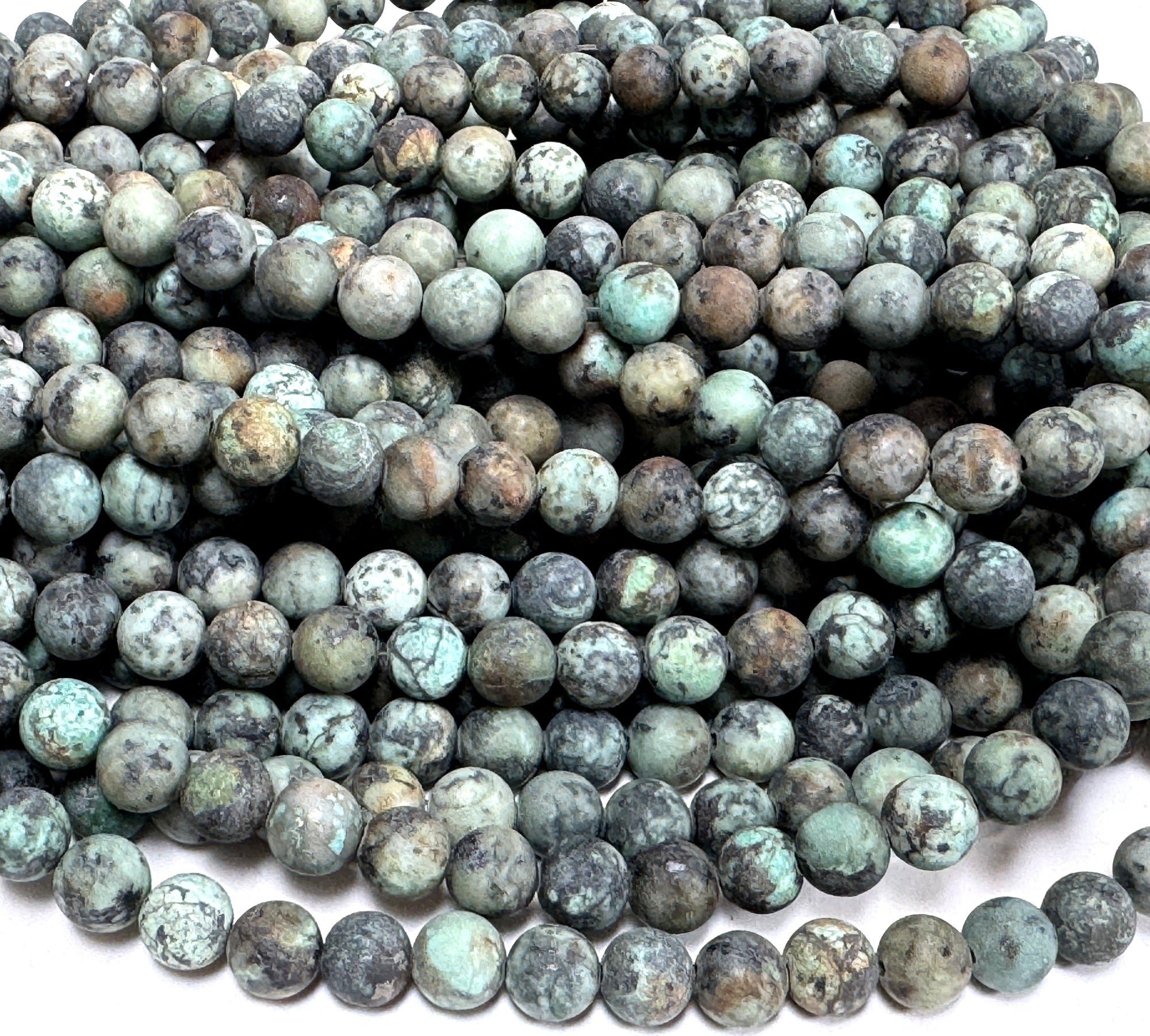 African Turquoise Matte 8mm round gemstone beads 38cm strand - Oz Beads 