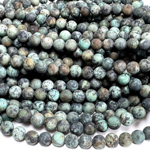African Turquoise Matte 8mm round gemstone beads 38cm strand - Oz Beads 