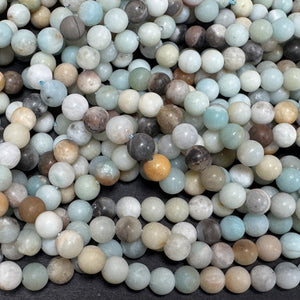 Amazonite matte 6mm round gemstone beads 39cm strand - Oz Beads