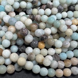 Amazonite matte 6mm round gemstone beads 39cm strand - Oz Beads