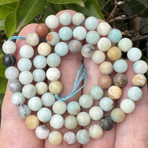 Amazonite matte 6mm round gemstone beads 39cm strand - Oz Beads