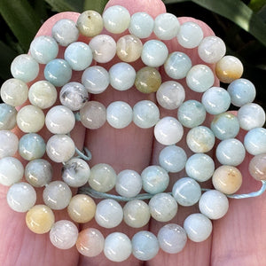 Amazonite 6mm round polished gemstone beads 16" strand - Oz Beads 