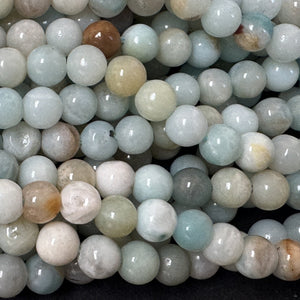 Amazonite 6mm round polished gemstone beads 16" strand - Oz Beads 