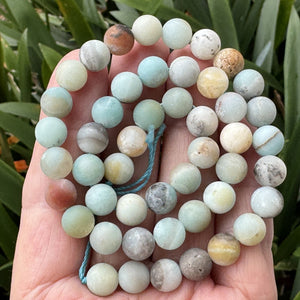 Amazonite matte 8mm round gemstone beads 15.5" strand - Oz Beads 