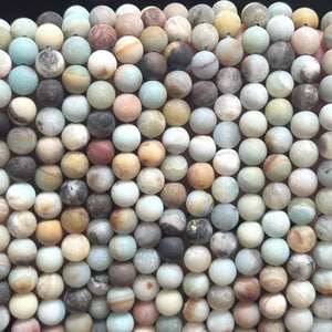 Amazonite matte 8mm round gemstone beads 15.5" strand - Oz Beads 