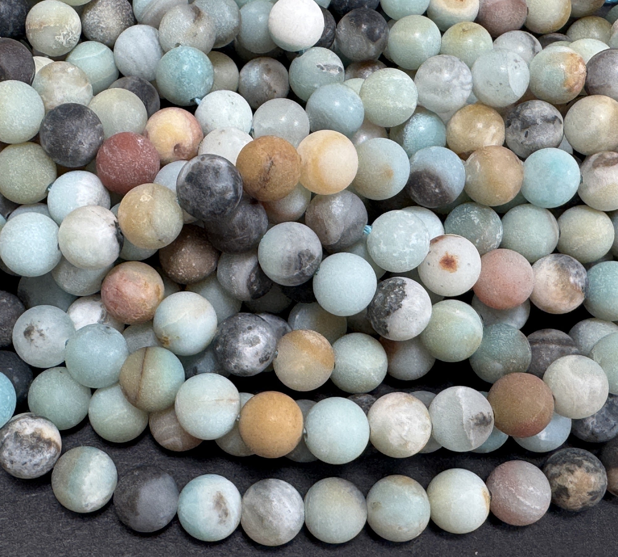 Amazonite matte 8mm round gemstone beads 15.5" strand - Oz Beads 