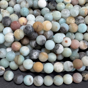 Amazonite matte 8mm round gemstone beads 15.5" strand - Oz Beads 