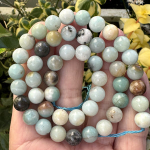 Amazonite 8mm round polished gemstone beads 15.5" strand - Oz Beads 
