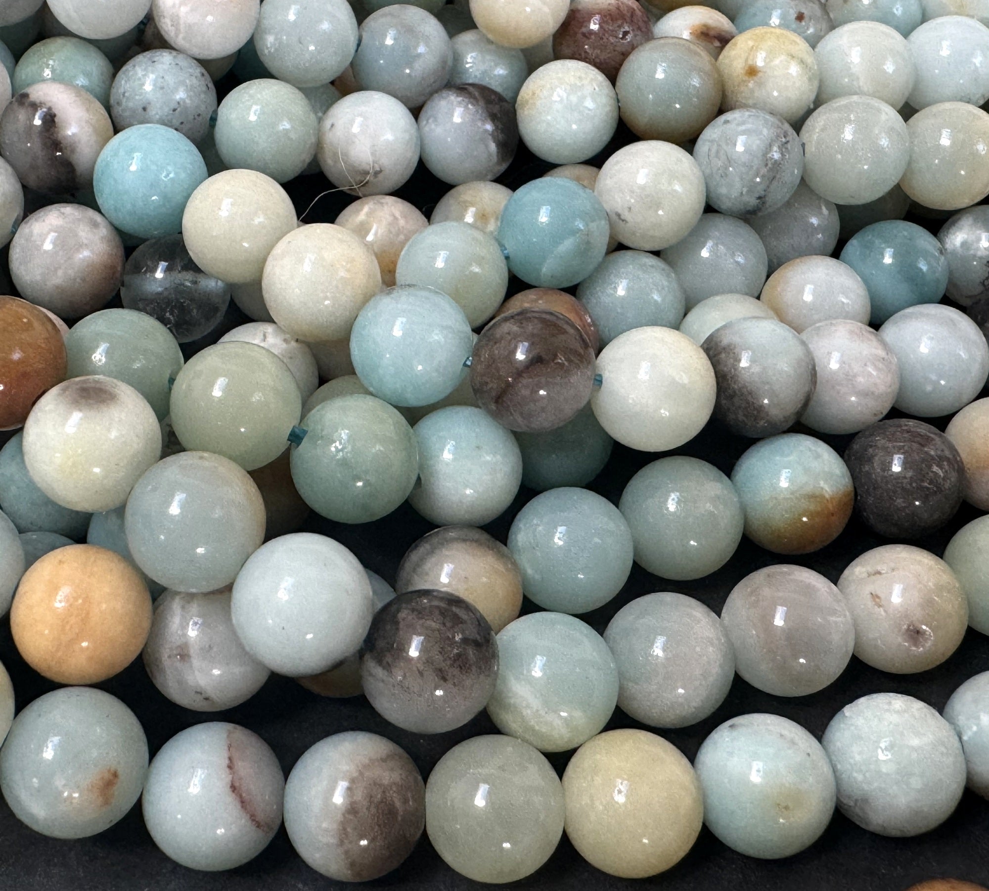 Amazonite 8mm round polished gemstone beads 15.5" strand - Oz Beads 