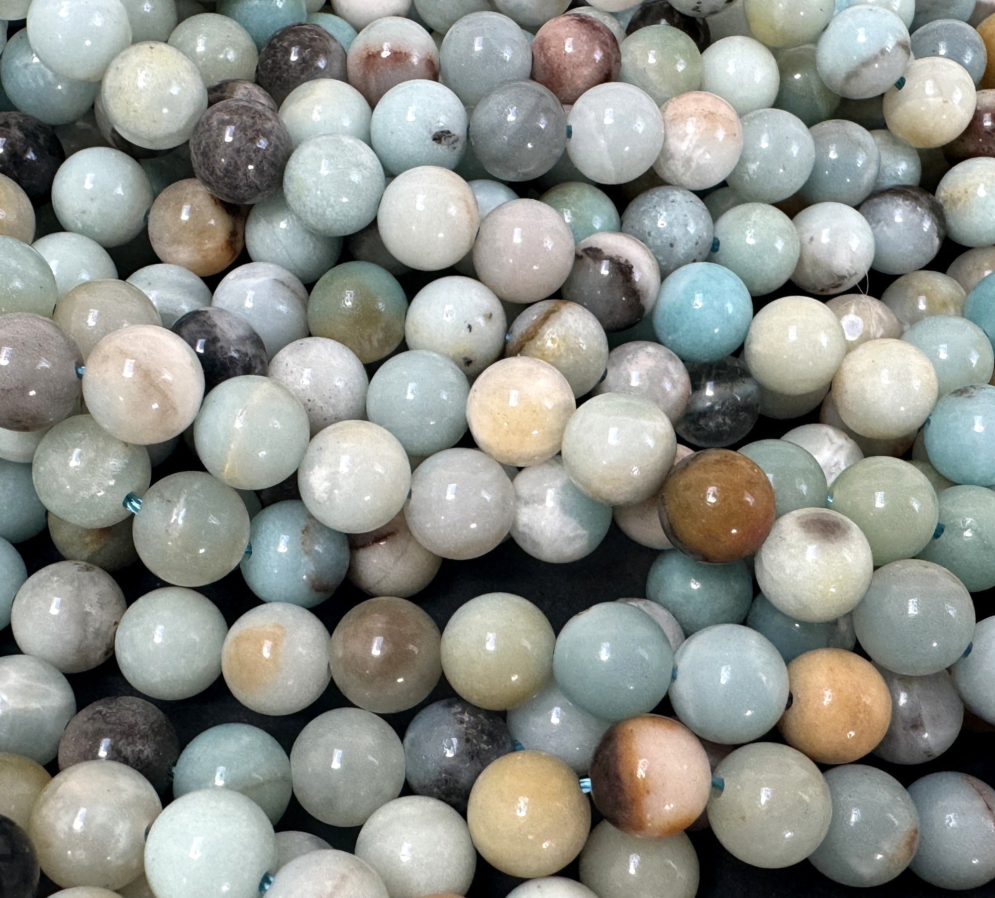 Amazonite 8mm round polished gemstone beads 15.5" strand - Oz Beads 