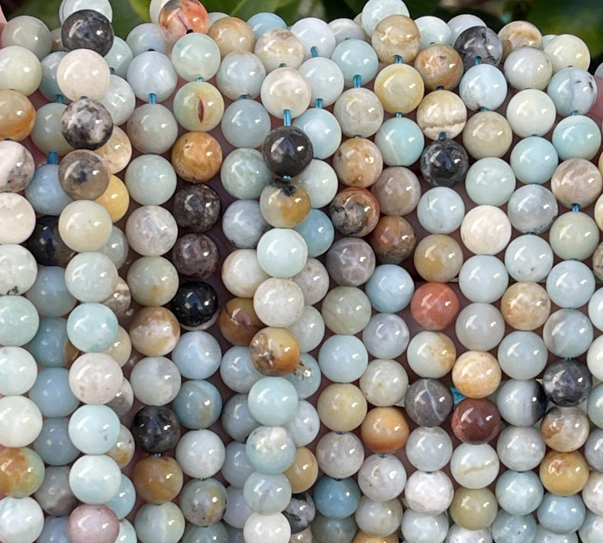 Amazonite 8mm round polished gemstone beads 15.5" strand - Oz Beads 
