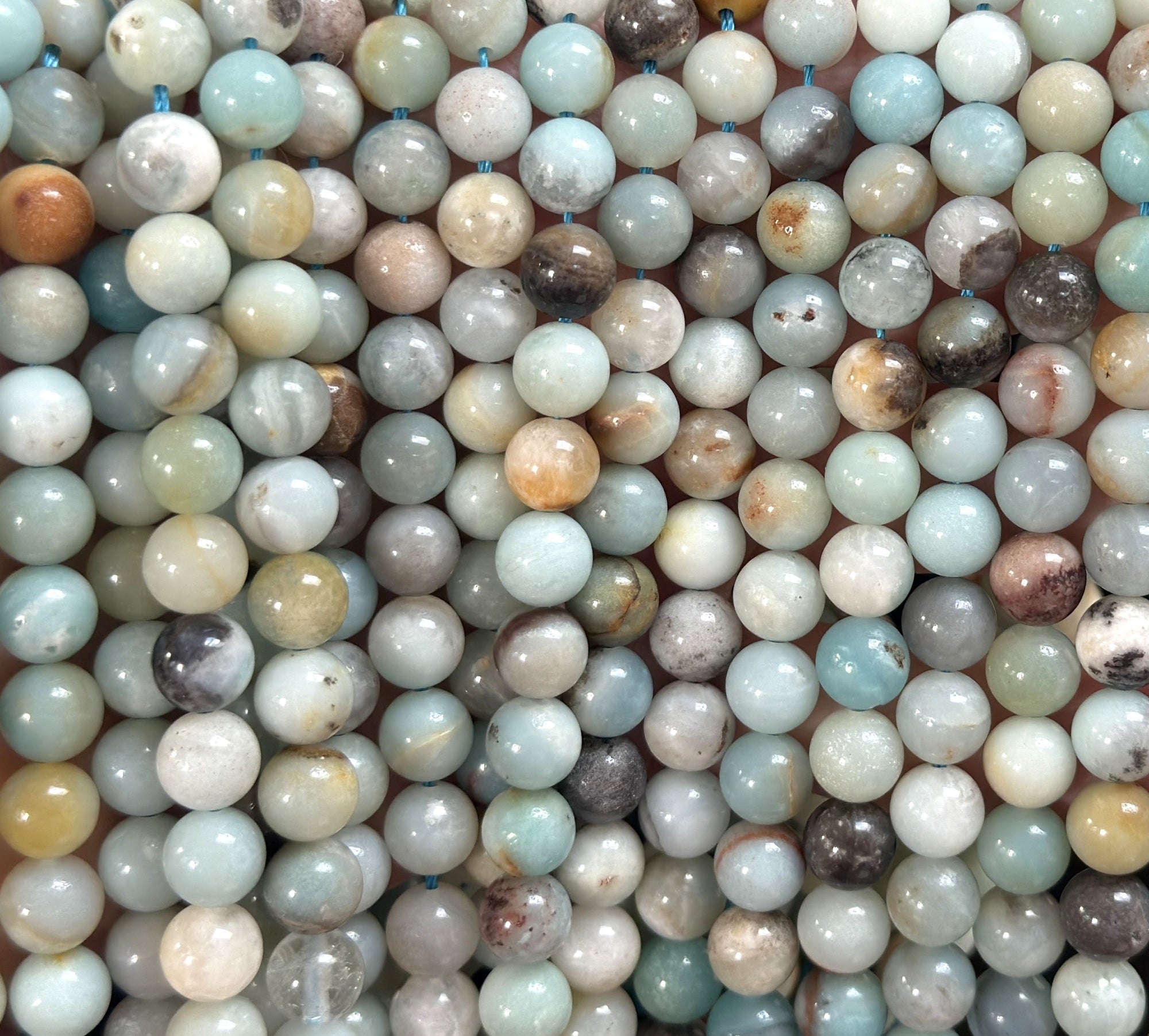 Amazonite 8mm round polished gemstone beads 15.5" strand - Oz Beads 
