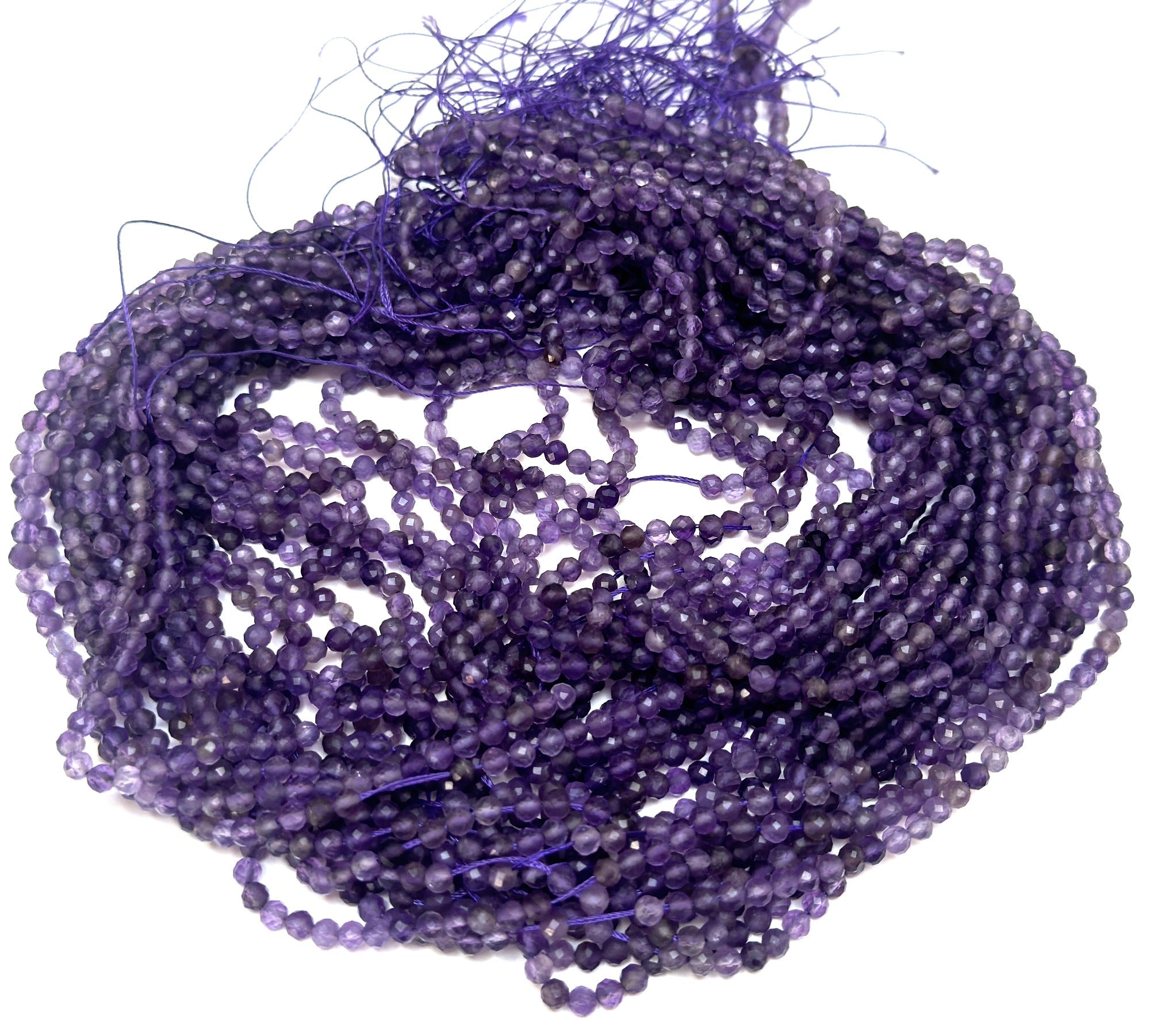 Amethyst 4mm faceted round natural gemstone beads 15.5" strand - Oz Beads 