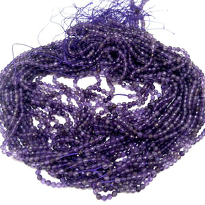 Amethyst 4mm faceted round natural gemstone beads 15.5" strand - Oz Beads 