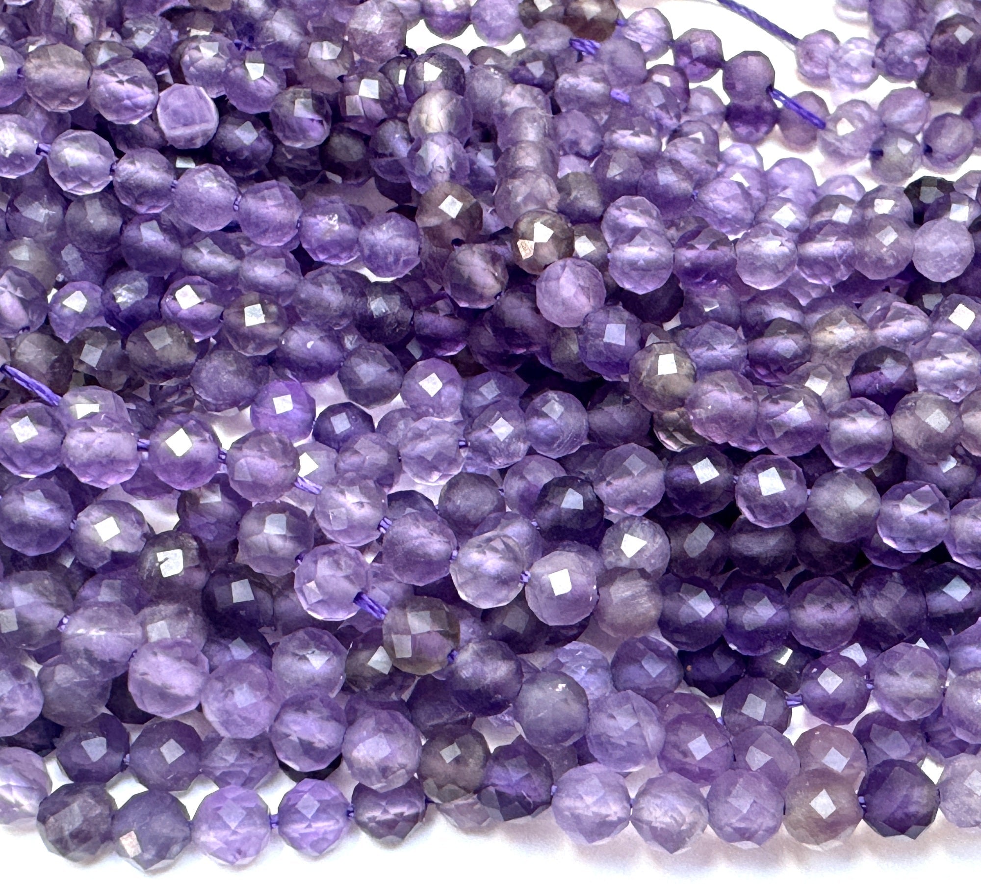 Amethyst 4mm faceted round natural gemstone beads 15.5" strand - Oz Beads 