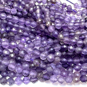Amethyst 4mm faceted round natural gemstone beads 15.5" strand - Oz Beads 