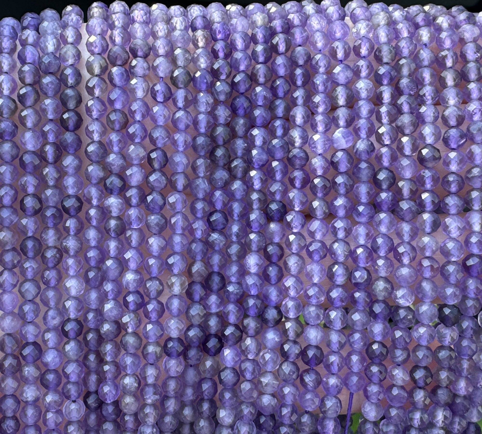 Amethyst 4mm faceted round natural gemstone beads 15.5" strand - Oz Beads 