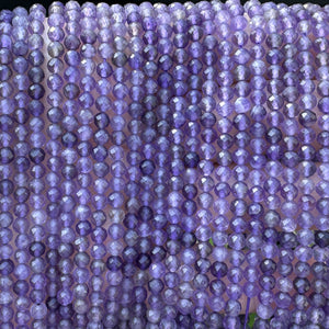 Amethyst 4mm faceted round natural gemstone beads 15.5" strand - Oz Beads 